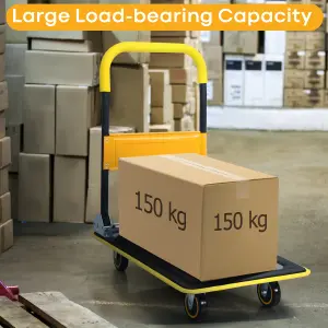 Costway Folding Push Cart Dolly Moving Hand Truck Rolling Flatbed Platform Cart 150KG