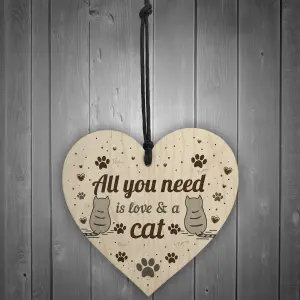 Red Ocean All You Need Is Love And A Cat Gift Cat Sign Hanging Heart Decoration Cat Lover Gift