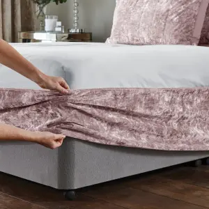 Catherine Lansfield Bedroom Crushed Velvet Divan Base Wrap Blush Pink