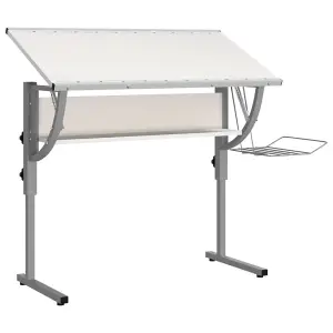 Berkfield Craft Desk White&Grey 110x53x(58-87) cm Engineered Wood&Steel