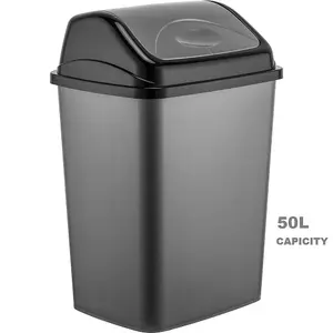 MantraRaj 50 Liter Plastic Flip Top Waste Bin Removable Swing Lid Dustbins Home Office Kitchen Recycling Swing Top Bin