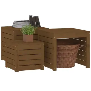 Berkfield 3 Piece Garden Box Set Honey Brown Solid Wood Pine