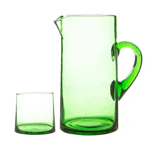 Nicola Spring - Merzouga Recycled Glass Tumblers with Jug - Green