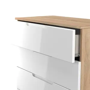 Milan Ready assembled White & oak 4 Drawer Chest (H)875mm (W)740mm (D)390mm