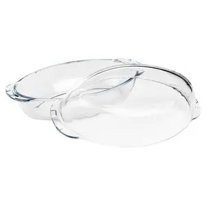 2.25L Borcam Glass Oven Dish Oval Roasting Baking Casserole Bakeware & Lid