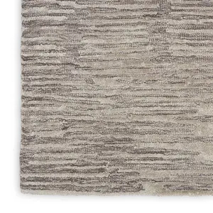 Grey Handmade Luxurious Modern Abstract Striped Rug for Bedroom & Living Room-236cm X 297cm