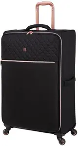 IT Luggage Black & Rose Gold Divinity Soft Shell Suitcase, Floral, Size: Large Case