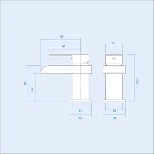 Nes Home Quarter Circle Corner Cloakroom Basin & Waterfall Mixer Tap Waste