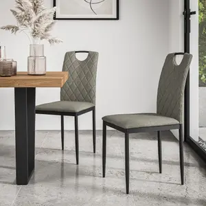 Donni Dining Table And Chairs -  Oak Effect Table Top w Black Legs + Monza Linen Dining Chair Set Of 4 (Grey)