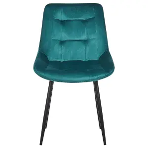 Set of 2 Dining Chairs MELROSE Velvet Turquoise