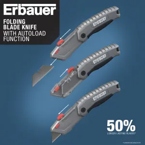 Erbauer 61mm Carbon steel Grey Foldable Retractable knife