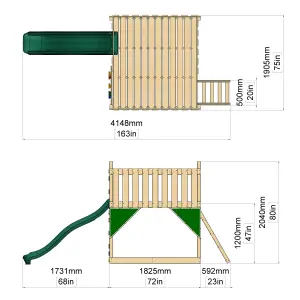 PolarPlay Kids Scandinavian Style Climbing Platform with Slide - Fai Green