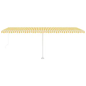 Berkfield Manual Retractable Awning with LED 600x300 cm Yellow and White