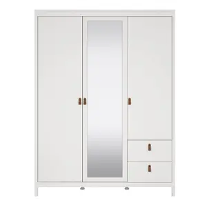 Barcelona  Wardrobe with 2 doors + 1 mirror door + 2 drawers White