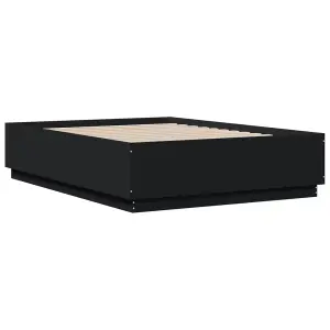 Berkfield Bed Frame with LED without Mattress Black 135x190 cm Double