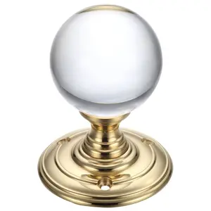 Door Knob (Set of 2) Polished Brass/Clear