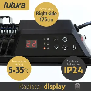 Futura Electric Panel Heater 1500W Black Wall Mounted & Free Standing Glass Timer Thermostat Control Lot 20