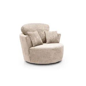 Harriet Crushed Chenille Swivel Chair in Cream