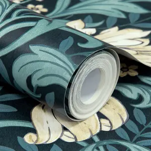 Grandeco Marian Vintage Art Nouveau Floral Trail Smooth Wallpaper, Navy