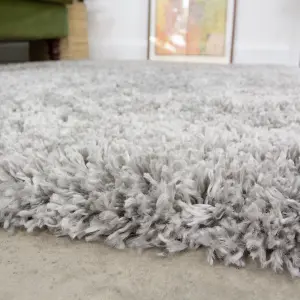 Silver Grey Thick Soft Shaggy Area Rug 240x330cm