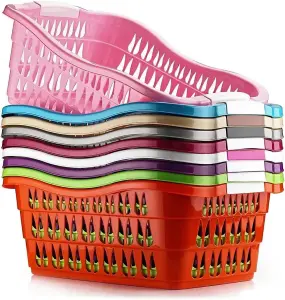 New Plastic Laundry Storage Basket Hamper Washing Clothes With Handles Home Purple