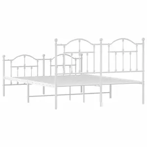 Berkfield Metal Bed Frame with Headboard and Footboard White 150x200 cm