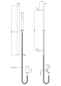 Square Bar Valve & Sheer Slide Rail Shower Kit - Chrome - Balterley