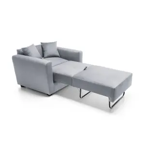 Olly Velvet Single Sofa Bed in Light Grey