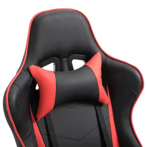 HOMCOM High Back Gaming Chair PU Leather Computer Chair with Footrest, Red