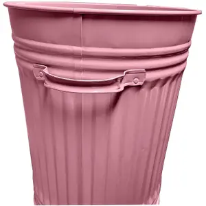 Pink Metal Bin Retro Dustbin Waste Rubbish Bin Rubbish Waste Animal Feed Outdoor or Indoor Bin, Pink Bin 45L