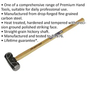 10lb Hardened Sledge Hammer - Hickory Wooden Shaft - Drop Forged Carbon Steel