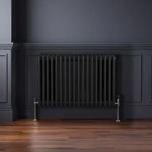 Traditional 3 Column Radiator - 600 x 832 mm - Black