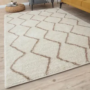 Moroccan Shaggy Ivory Beige Living Room Rug 830