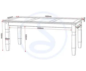 Corona 6ft Dining Table in Distressed Waxed Pine Finish