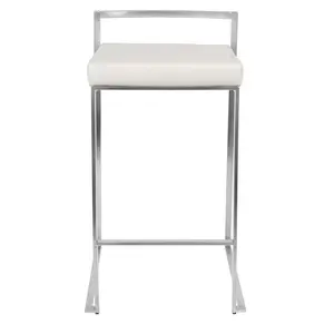 Daggett 68.5cm Bar Stool (Set of 2) Stainless Steel / White / Counter Stool (27" Seat Height)