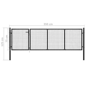 Berkfield Garden Gate Steel 350x75 cm Anthracite