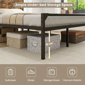 Costway King Bed Frame Industrial Metal Platform Bed with Headboard and Footboard