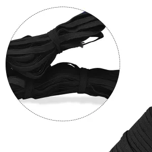 4mm Wide Flat Elastic Band, Stretchable Elastic Cord Flat Tape, Black - 2 metres