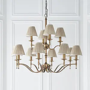 Luminosa Stanford 12 Light Multi Arm Chandelier Antique Brass Finish, E14