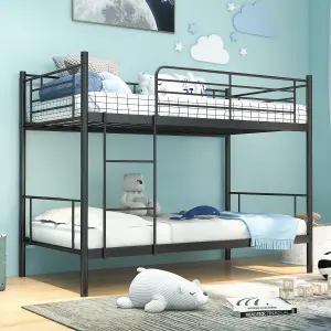 Costway 3FT Metal Bunk Bed Single over Single Loft Bed Frame W/ Ladder Safety Guardrail Black