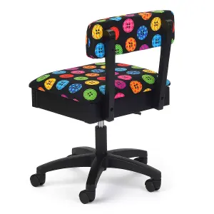 Hydraulic Sewing Chair Bright Buttons Black with Buttons Design - HT2013