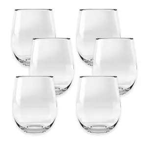 Acrylic Stemless Wine Tumbler - Plastic Picnic Camper Glasses - Set of 6