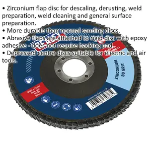 125mm Zirconium Flap Disc for Metalworking - 80 Grit - 22mm Bore