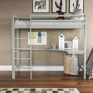 Vida Designs Sydney Grey Bunk Bed With Desk