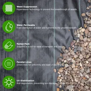 1m x 50m Weed Suppressant Garden Ground Control Fabric