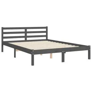 Berkfield Bed Frame with Headboard Grey 140x190 cm Solid Wood