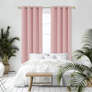 Deconovo Eyelet Curtains Energy Saving Curtains Thermal Insulated Curtains Blackout Curtains W52 x L45 Inch Coral Pink Two Panels