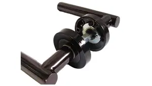 Door Handles T Bar Straight Lever on Rose Escutcheon & Lock & Hinges - Black Nickel