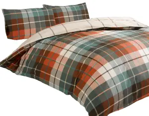 Flanelette Brushed Cotton Tartan Duvet Cover Set