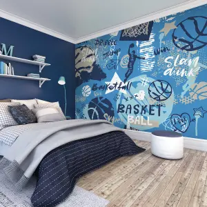 Origin Murals Graffiti Basketball Blue Paste the Wall Mural 350cm wide x 280m high